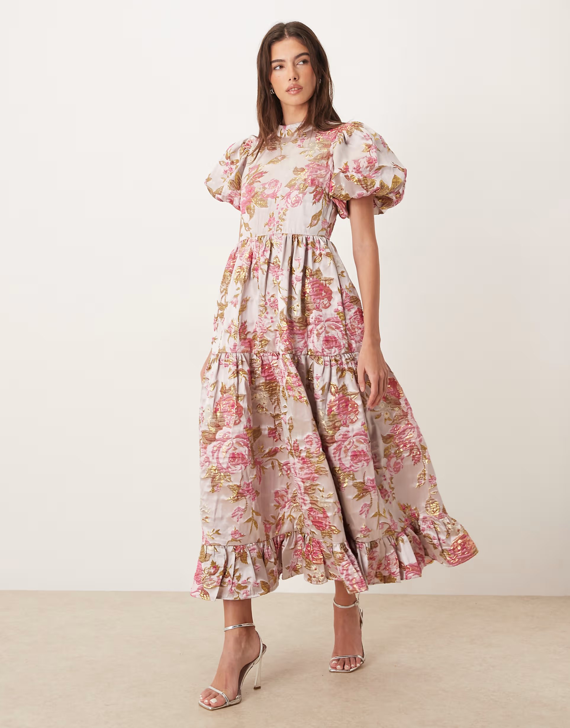 ASOS Dream Sister Jane Almost bloom jacquard dress with matching scrunchie in pink floral - 1