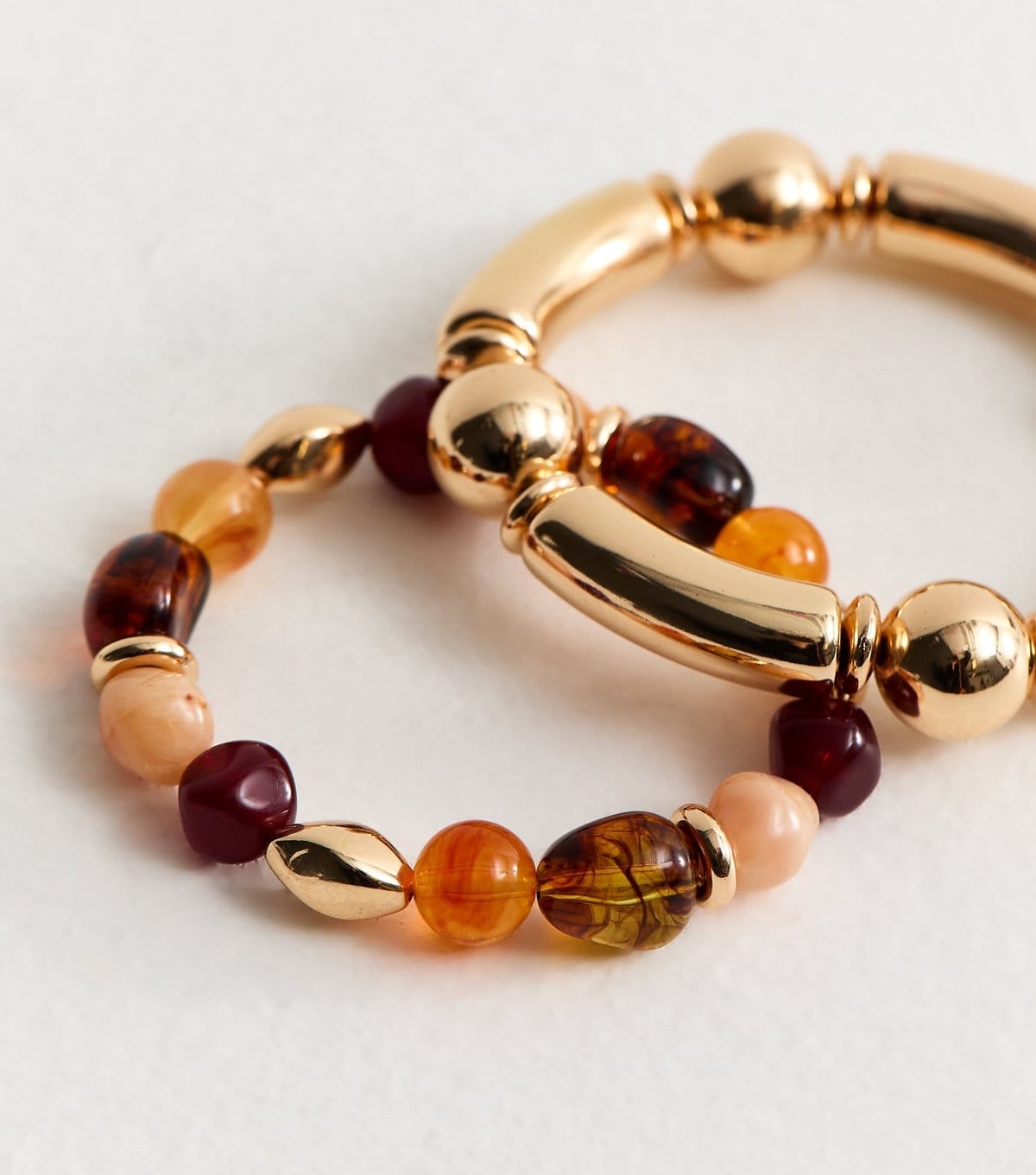 New Look Pack Of 2 Gold and Resin Bead Stretch Bracelet New Look - 4