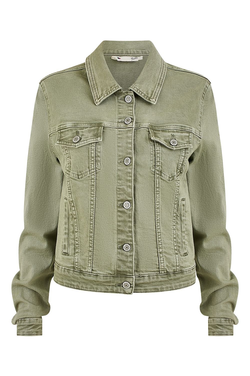 Yumi Yumi Women's Green Stretch Cotton Denim Jacket - 4