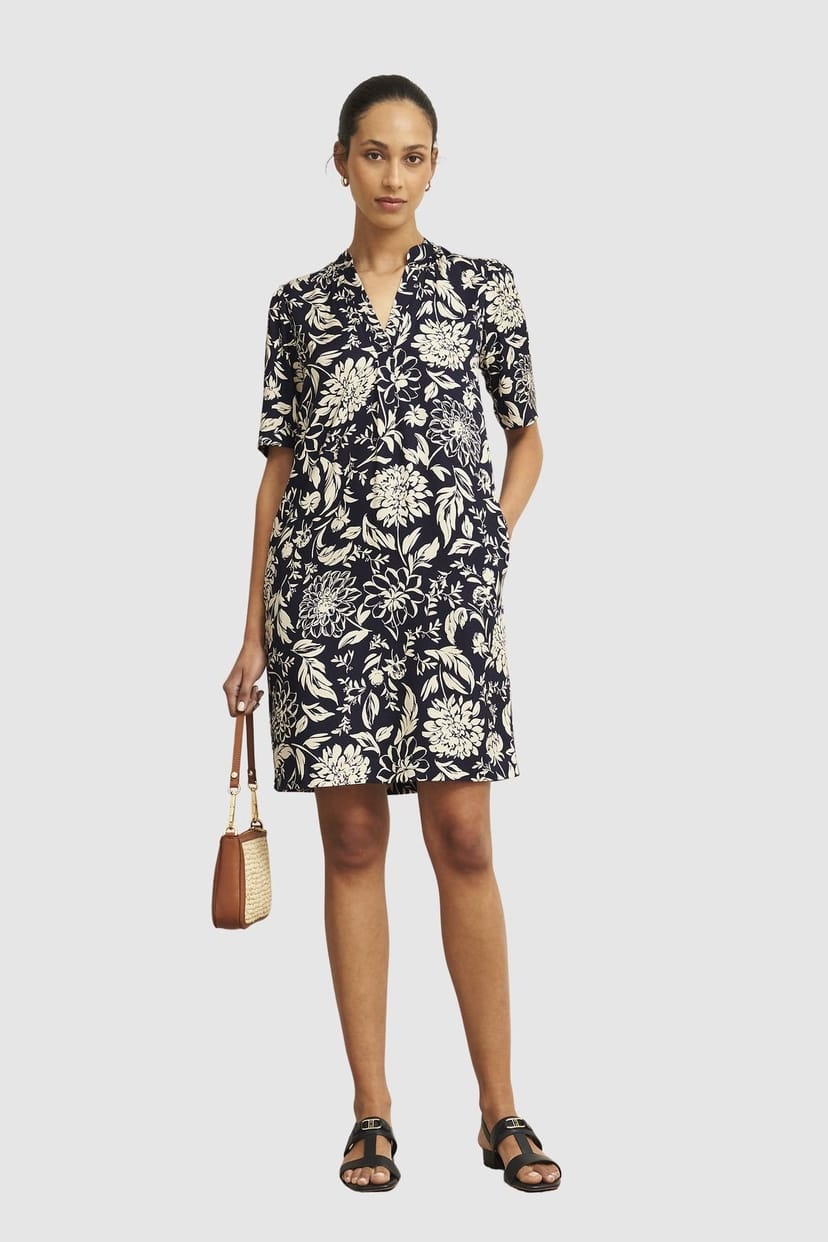 Hobbs London Hobbs London Women's Lucille Short Sleeve V-Neck Mini Dress in Dark Navy - 1