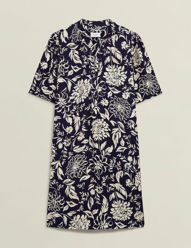 Hobbs London Hobbs London Women's Lucille Short Sleeve V-Neck Mini Dress in Dark Navy - 2