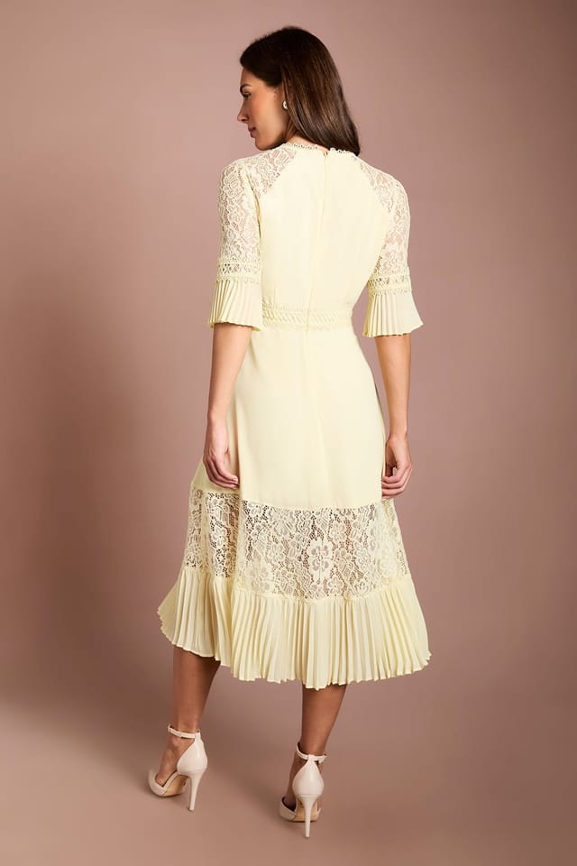 Coast Coast Women's Lace Insert Midi Dress in Lemon - 3