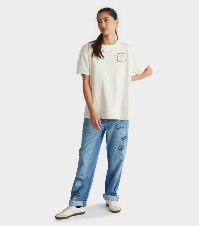 Skinnydip Women's Cream Patchwork Print T-Shirt Skinnydip New Look - 2