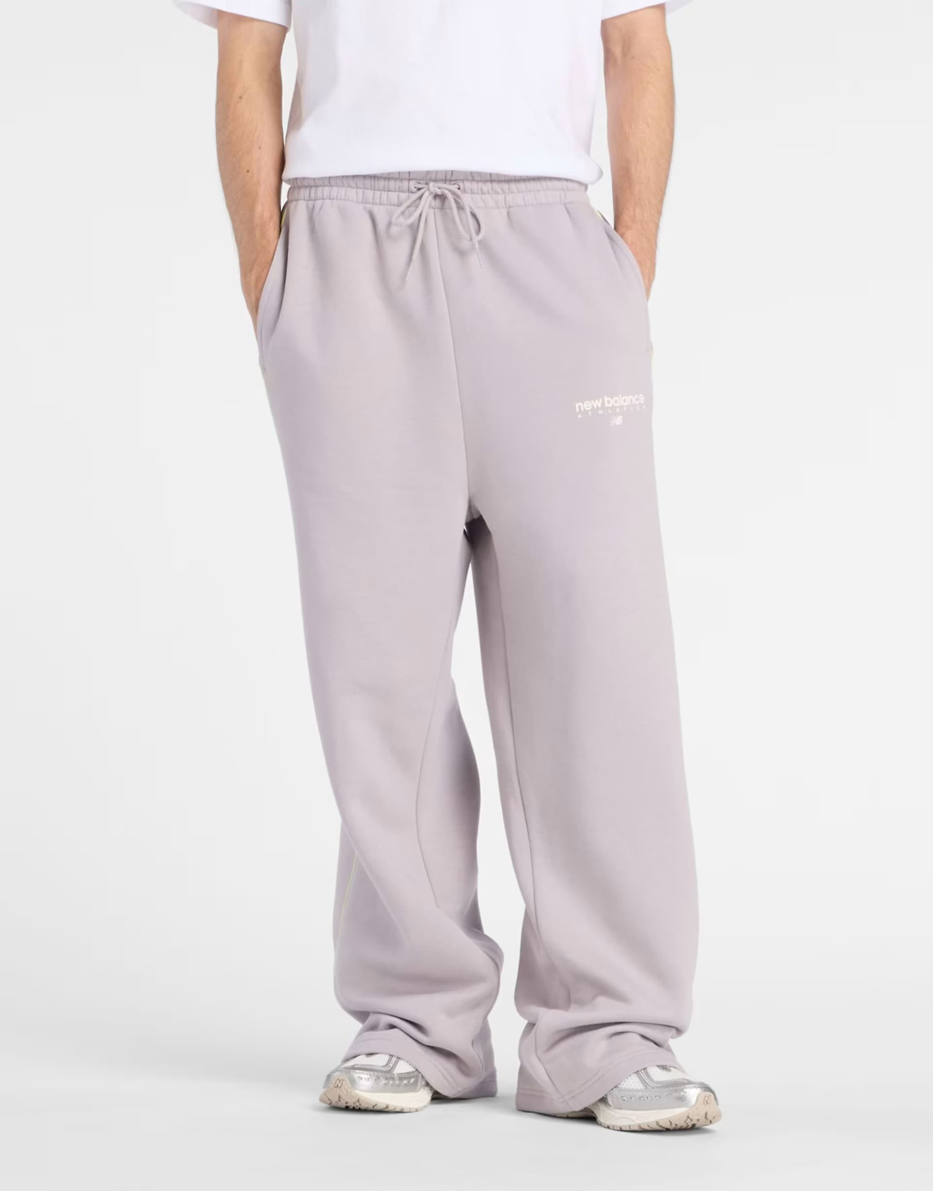 ASOS New Balance Trackside fleece pant in truffle salt