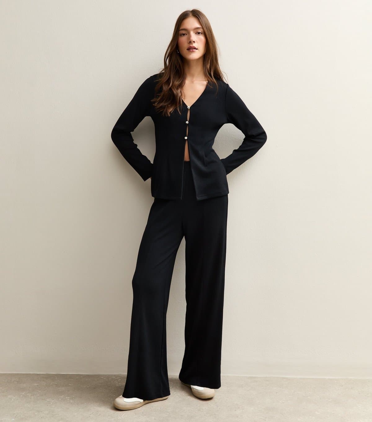 New Look New Look Black Soft Touch Wide Leg Trousers