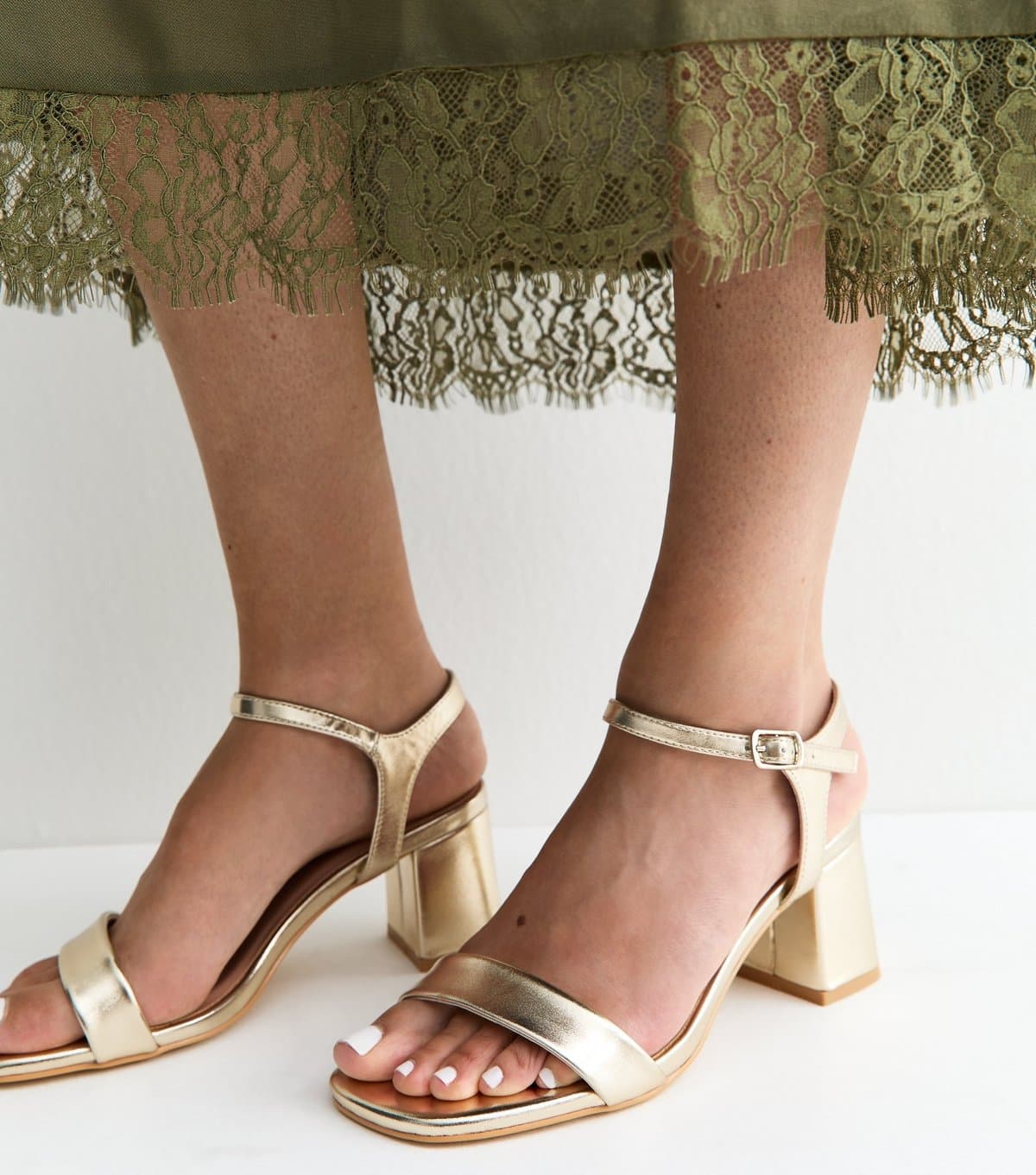 New Look New Look Gold Faux Leather Block Heel Sandals