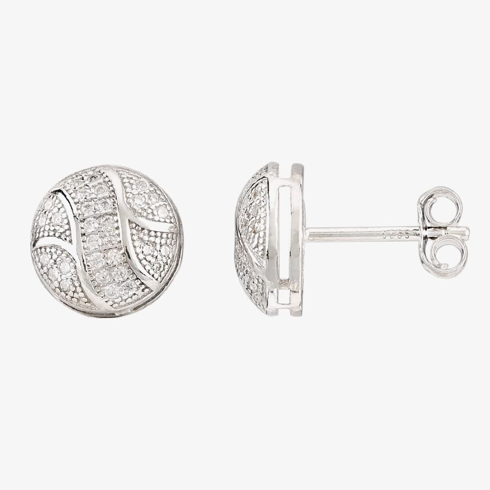 T.H.Baker T.H.Baker Women's Silver Cubic Zirconia Textured Button Pendant & Earring Set E610348+P610561 - 3