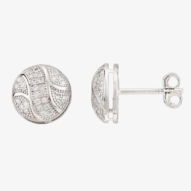 T.H.Baker T.H.Baker Women's Silver Cubic Zirconia Textured Button Pendant & Earring Set E610348+P610561 - 3