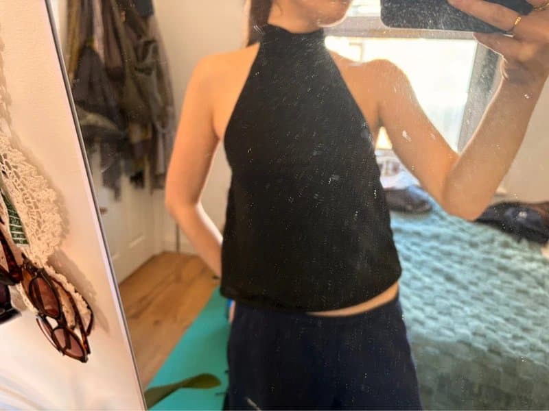 ASOS Design Black mesh double lined halter neck top