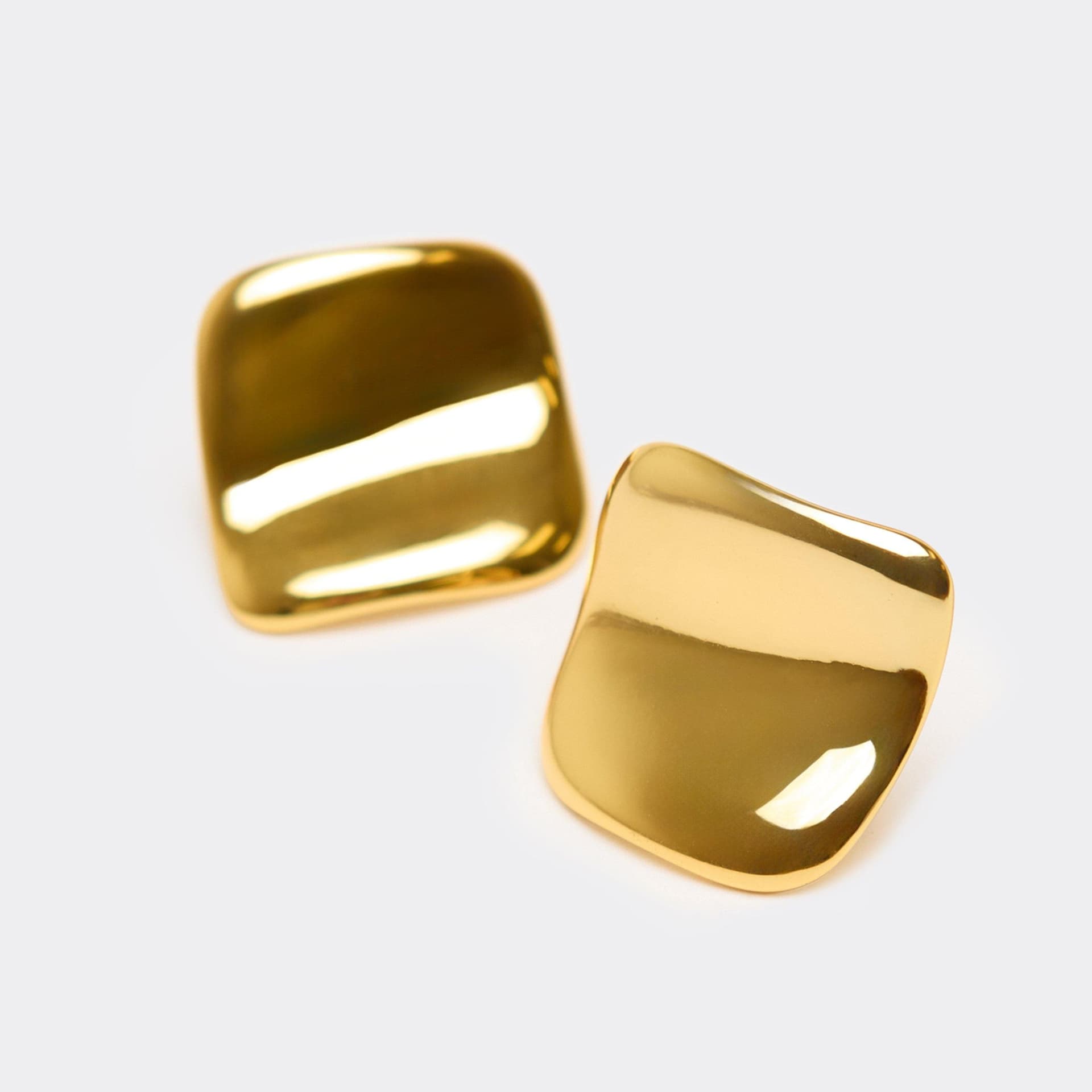 EGO EGO Gold Curved Square Stud Earrings, Women's Size UK 0