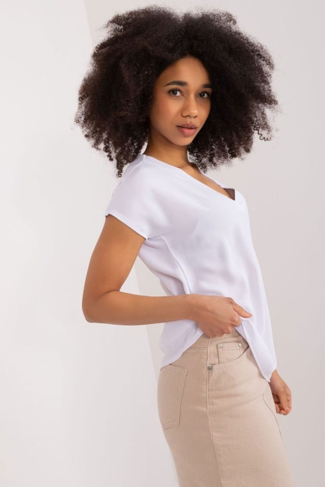 Love Lace Love Lace Women's Casual Polyester Straight Blouse with Heart Neck in White - 3