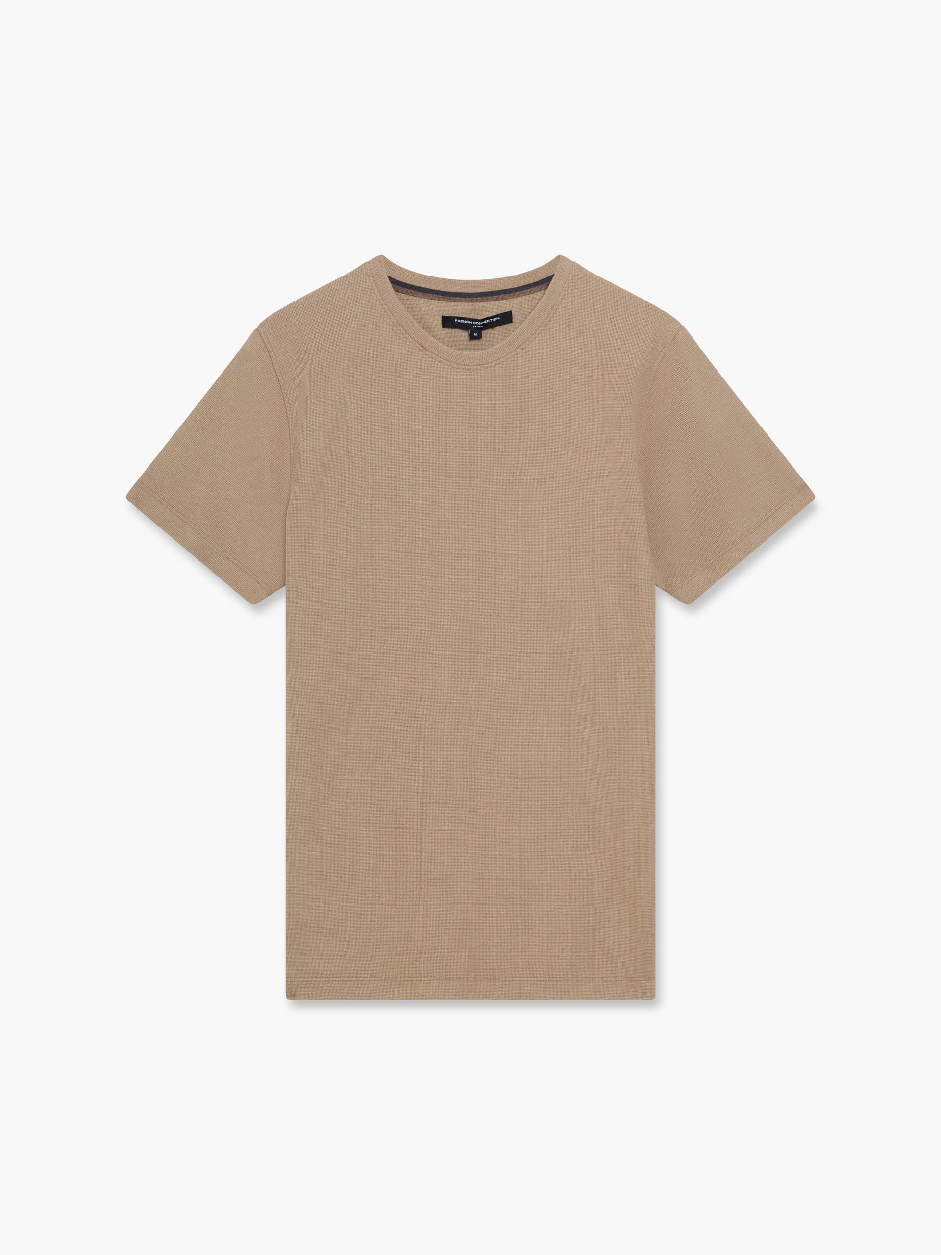 French Connection Extended Yoke Textured T-Shirt Mink Brown