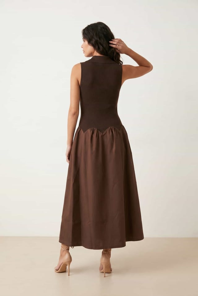 Style Cheat Style Cheat Women's 2 in 1 Brown Knit Compact Dress - 3