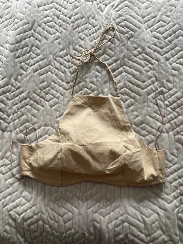 Bershka Sand / beige Bershka tie back halter neck top