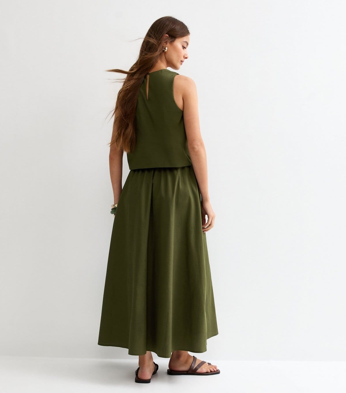 New Look Women's Dark Khaki Layered Sleeveless Midi Dress New Look - 4