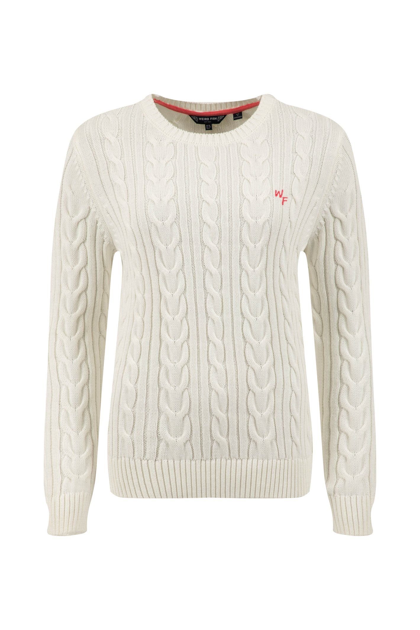 Weird Fish Weird Fish Women's Amberise Crew Neck Cable Knit Jumper in Cream - 2