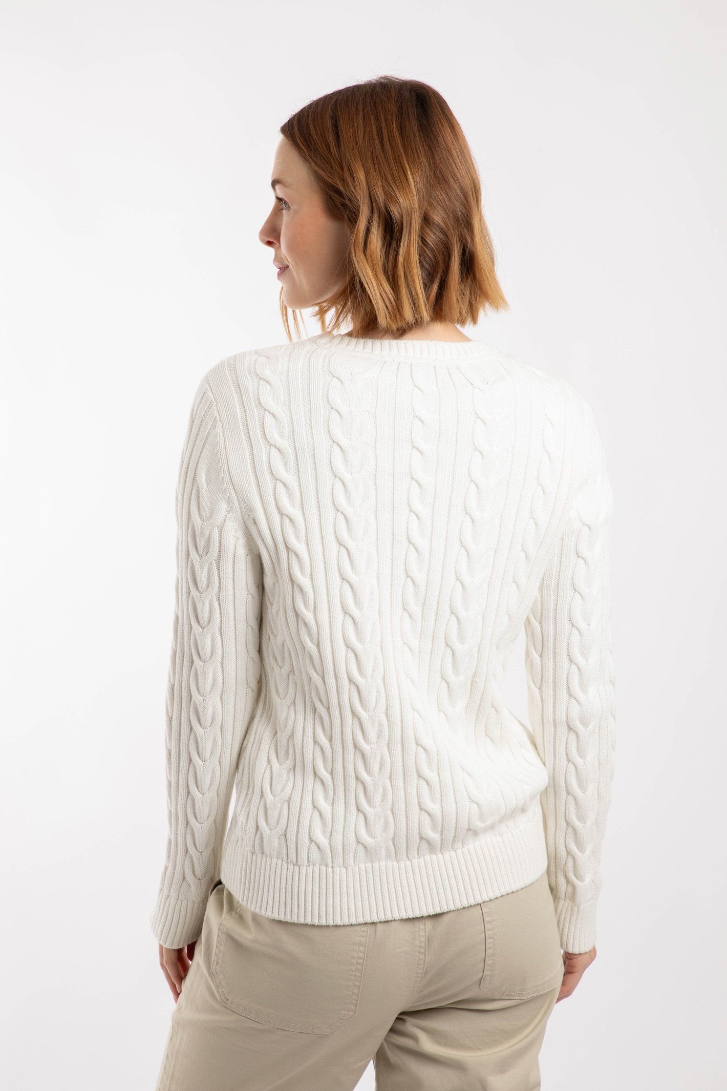 Weird Fish Weird Fish Women's Amberise Crew Neck Cable Knit Jumper in Cream - 3