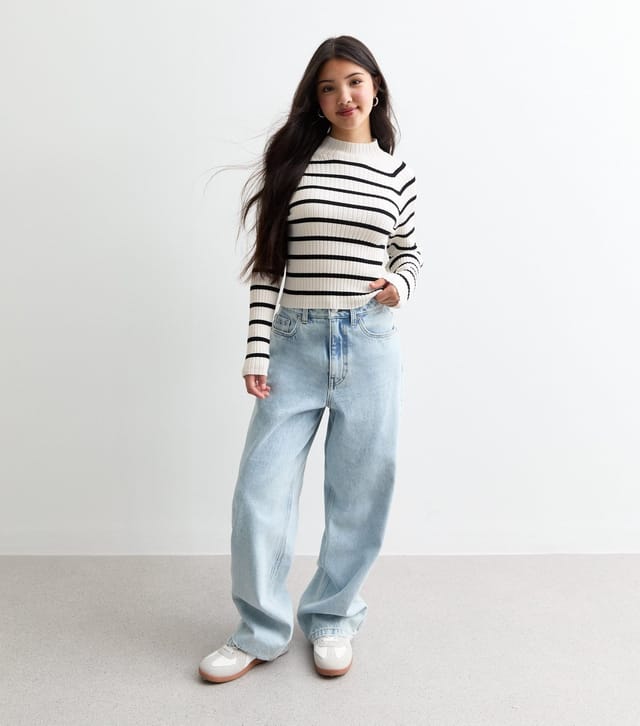 New Look Girls' White Ribbed Striped Jumper School New Look - 3
