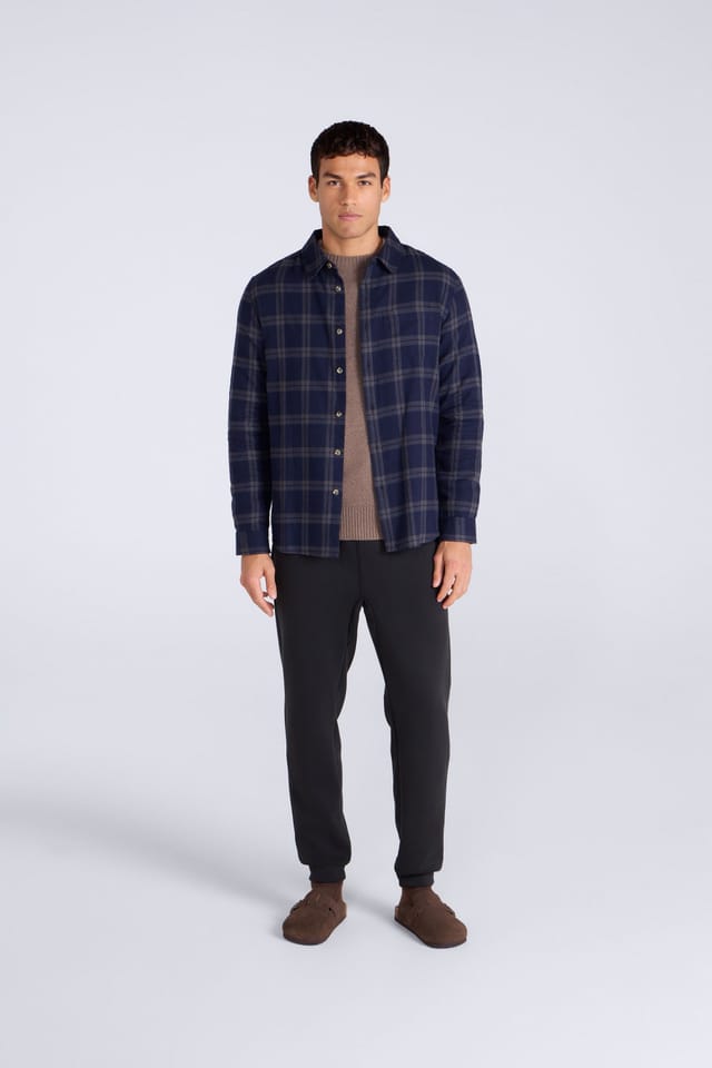 Animal Animal Men's 'Cove' Cotton Check Flannel Shirt Stylish Lightweight Button Down Top in Blue - 2