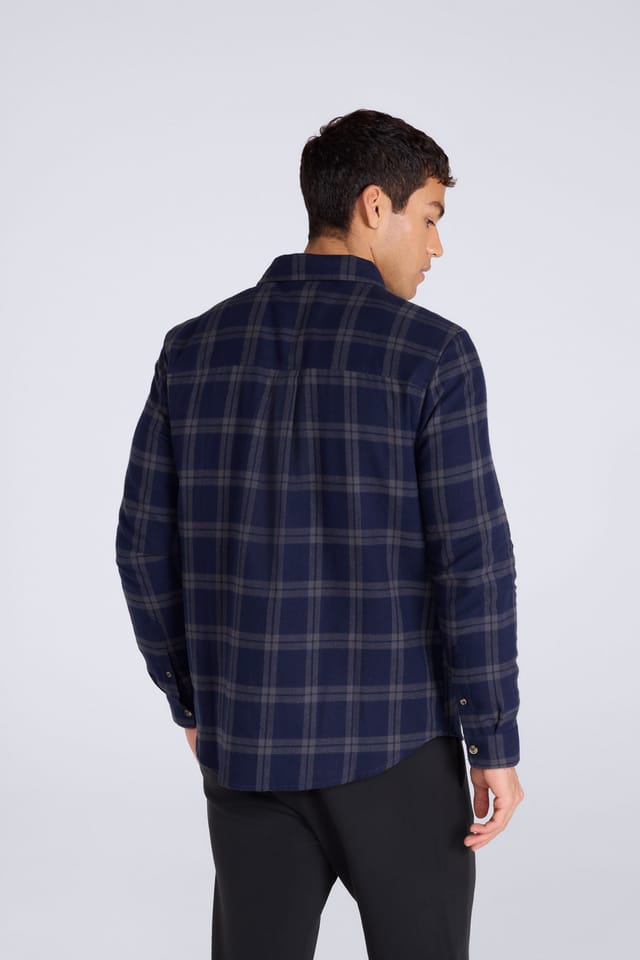 Animal Animal Men's 'Cove' Cotton Check Flannel Shirt Stylish Lightweight Button Down Top in Blue - 3