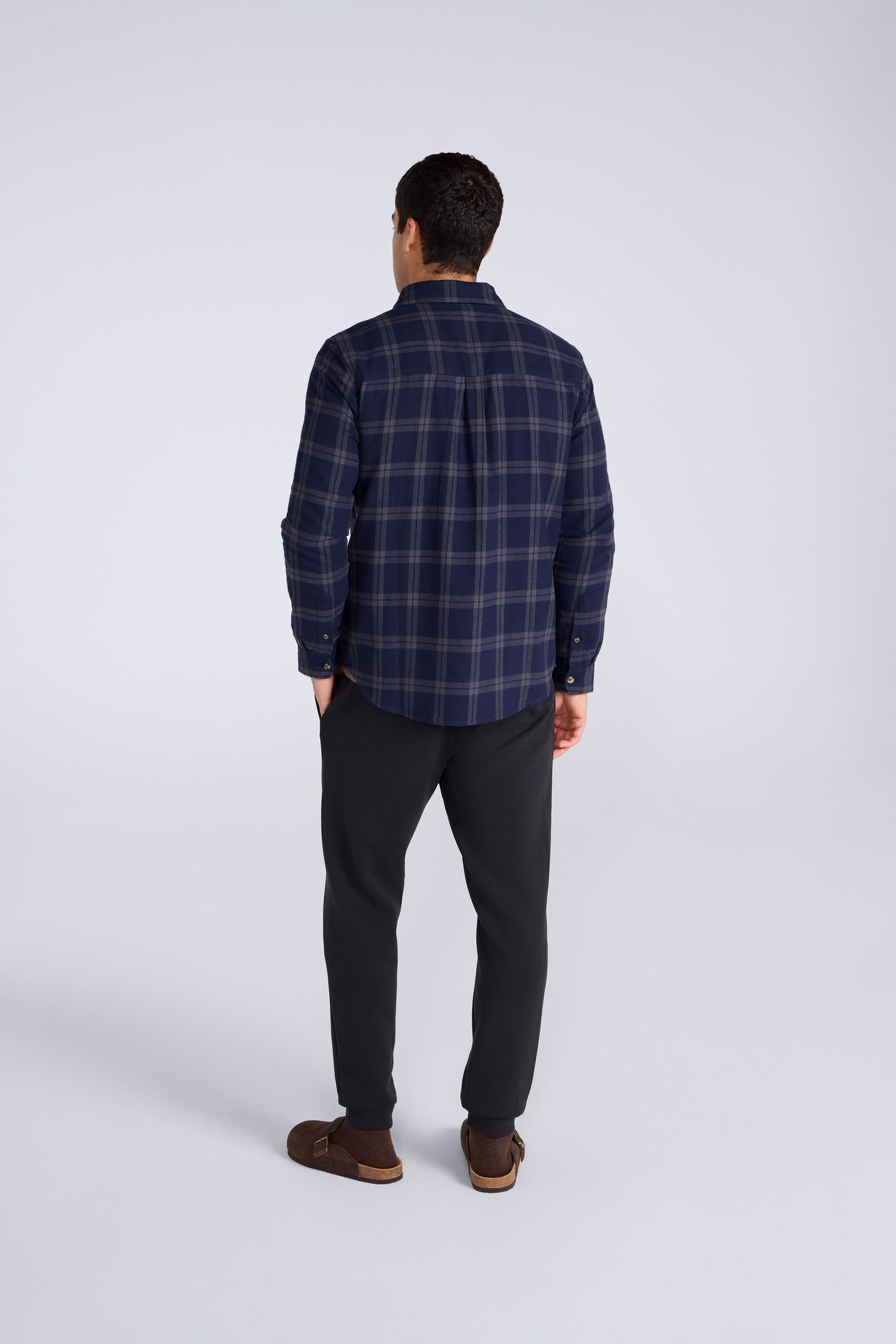 Animal Animal Men's 'Cove' Cotton Check Flannel Shirt Stylish Lightweight Button Down Top in Blue - 4