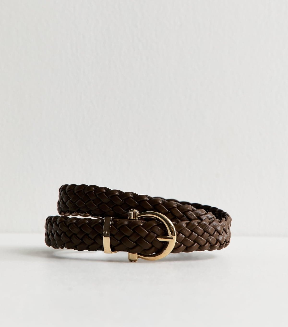 New Look Dark Brown Faux Leather Braided Belt New Look