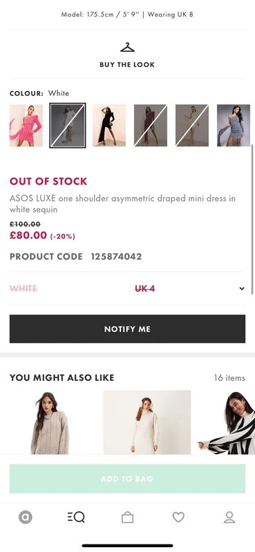 ASOS Asos luxe one shoulder asymmetric draped mini dress in white sequin - 1