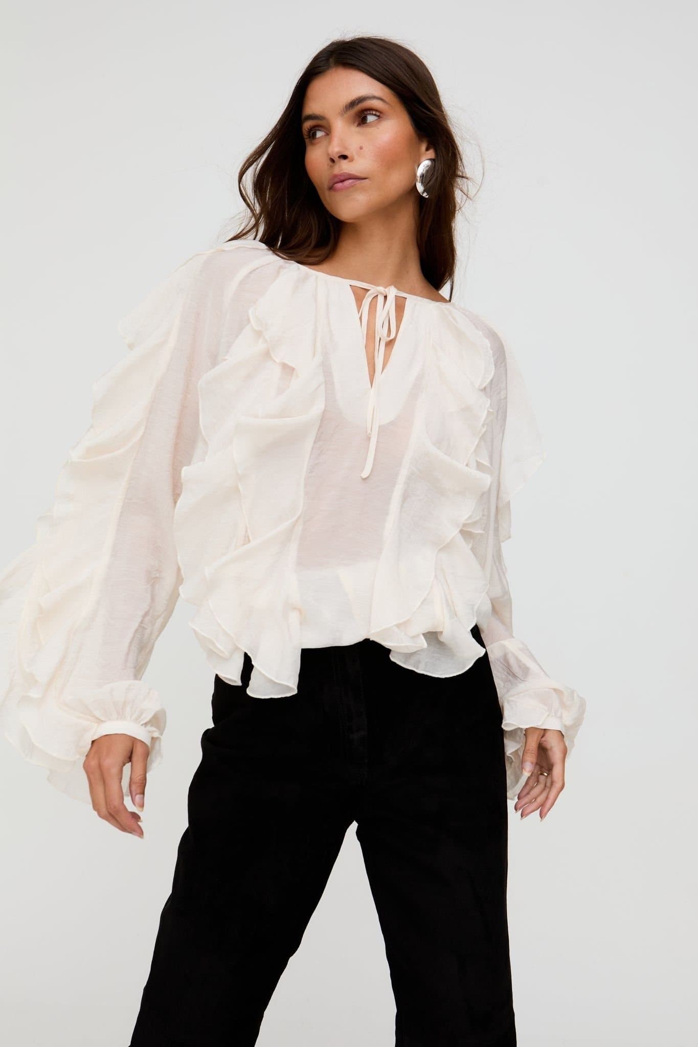 Lily and Lionel Lily and Lionel Cream Ruffle Blouse