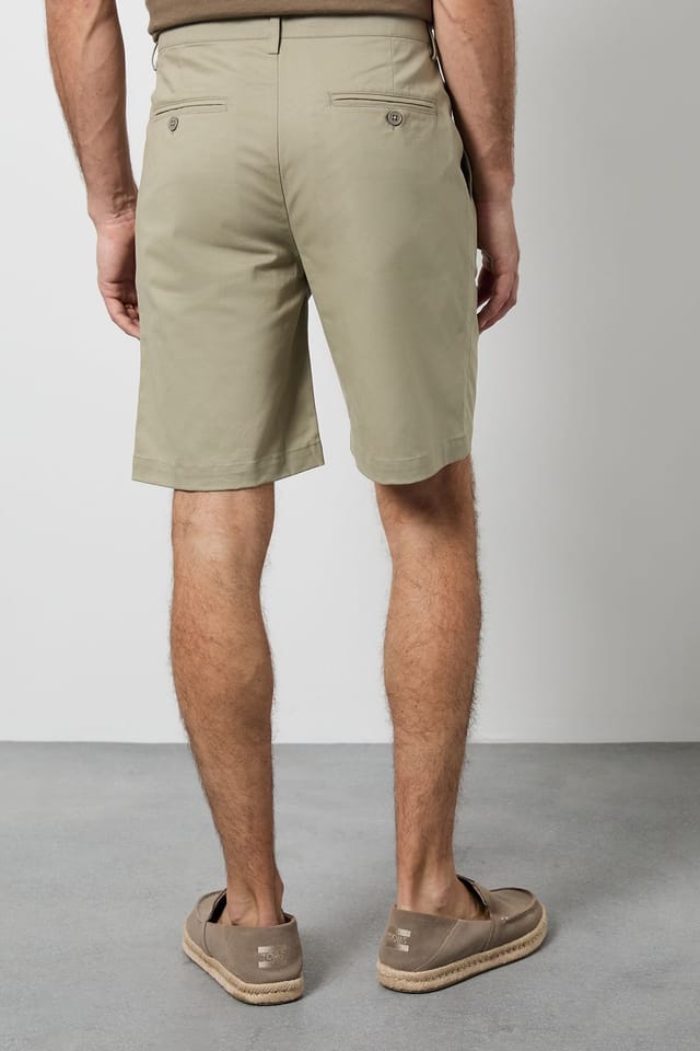 Burton Burton Men's Light Khaki Pleat Front Smart Chino Shorts - 3
