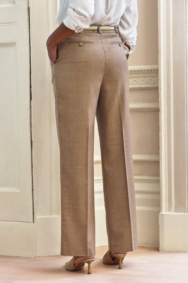 Pure Collection Pure Collection Women's Wool Blend High Waist Trouser in Camel - 3