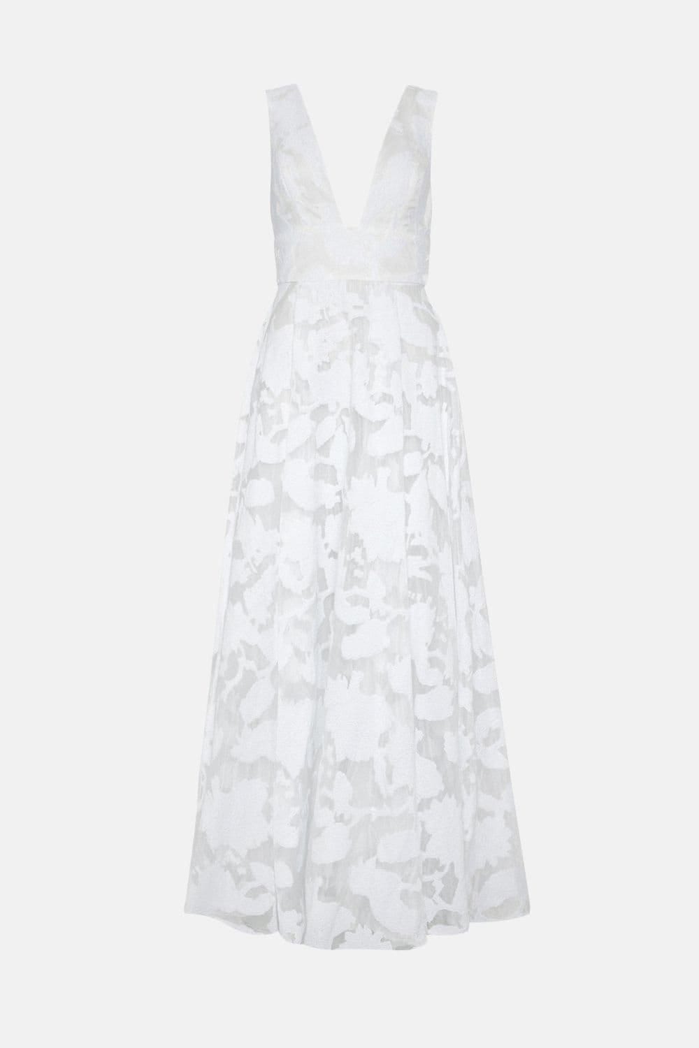 Coast Coast Women's Plunge V Full Skirted Jacquard Wedding Dress in Ivory - 4