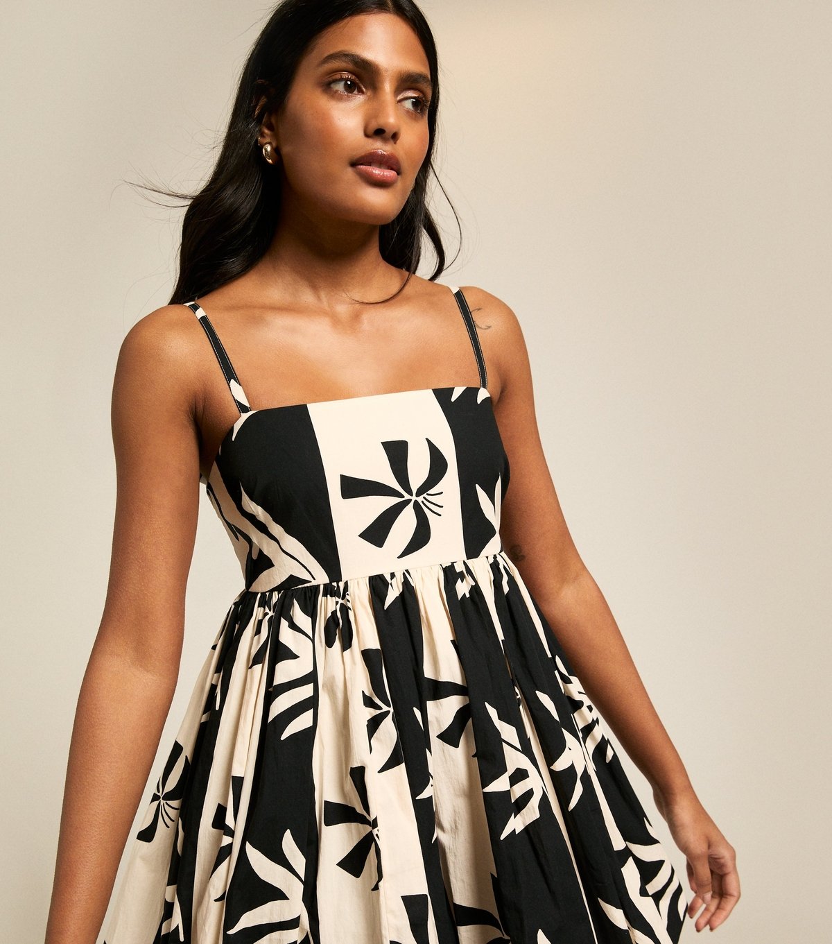 New Look Women's Black Striped Floral Print Mini Dress New Look - 2