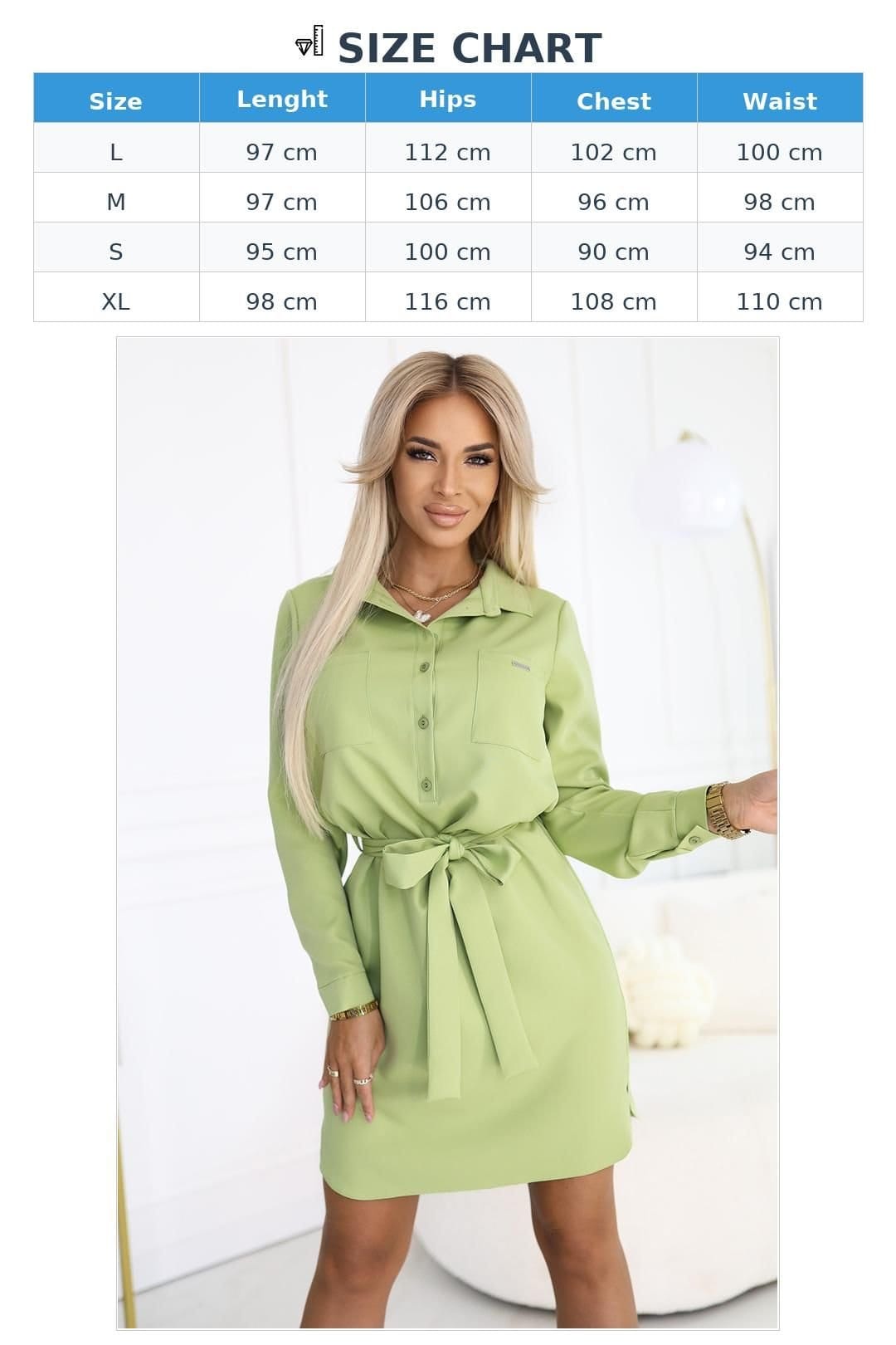 Love Lace Love Lace Women's Olive Shirt Dress with Belt & Collar in Green - 4