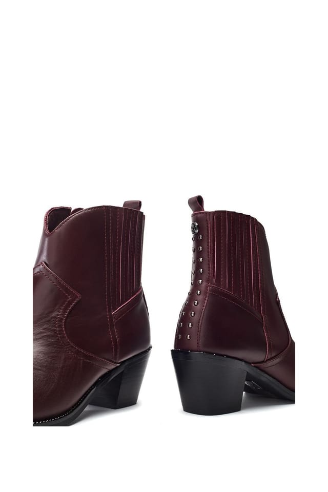 Moda In Pelle Moda In Pelle Women's 'Anniee' Leather Heeled Boots in Burgundy - 3