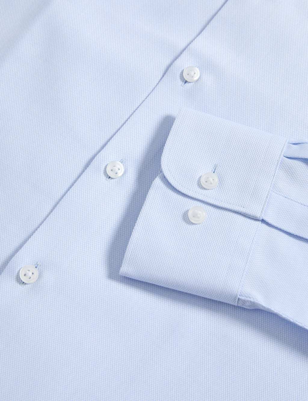 Marks & Spencer M&S Regular Fit Non Iron Cotton Blend Shirt Blue - 2