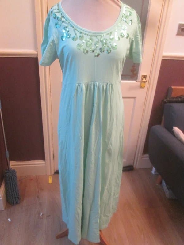 Cotton Traders Cotton Traders size 14 pale green sequin long midi summer Dress brand new with tags