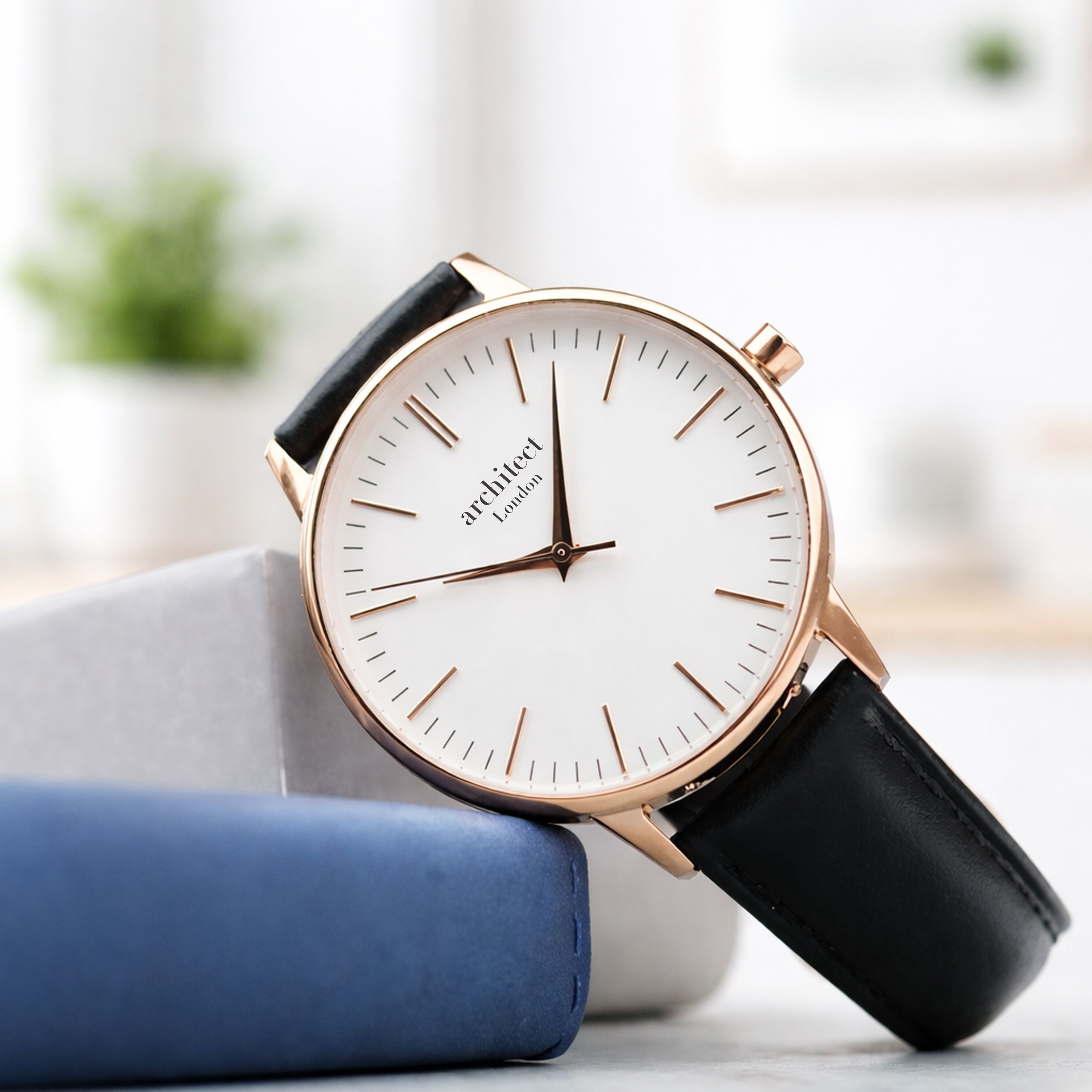 Wear We Met Wear We Met Women's Personalised Blanc Watch Rose Gold Bezel - Engraved in Black - 2