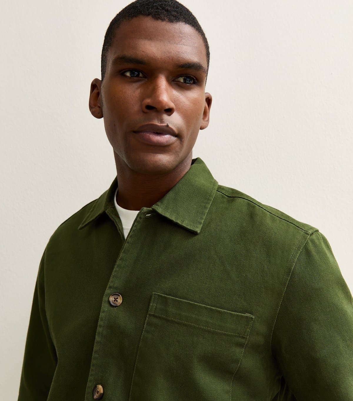 New Look Men's Green Boxy Heavyweight Twill Overshirt New Look