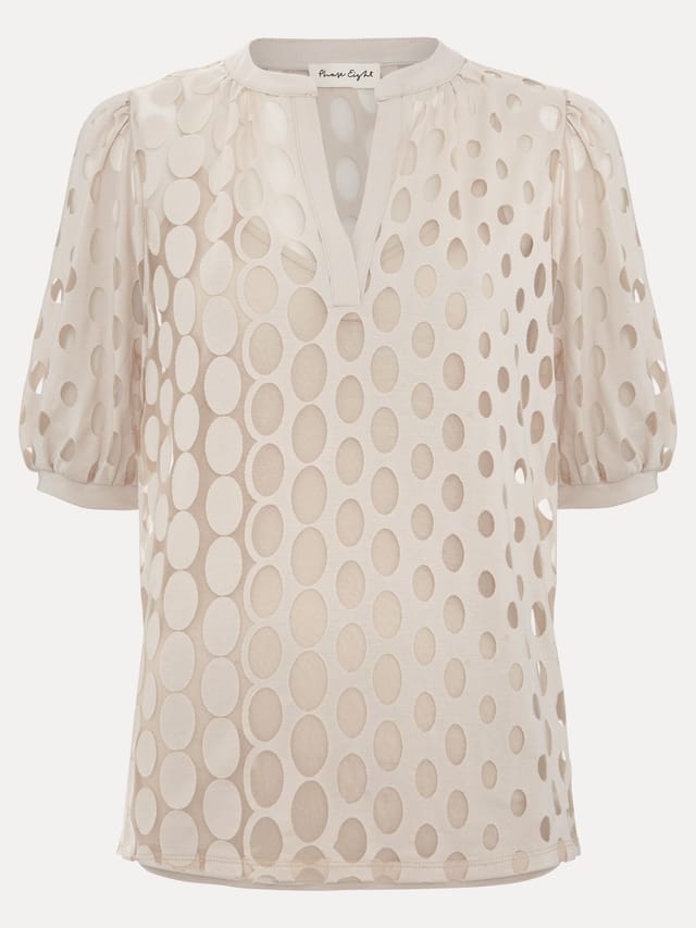 Phase Eight Phase Eight Women's Cleo Burnout Top in Light Beige - 2