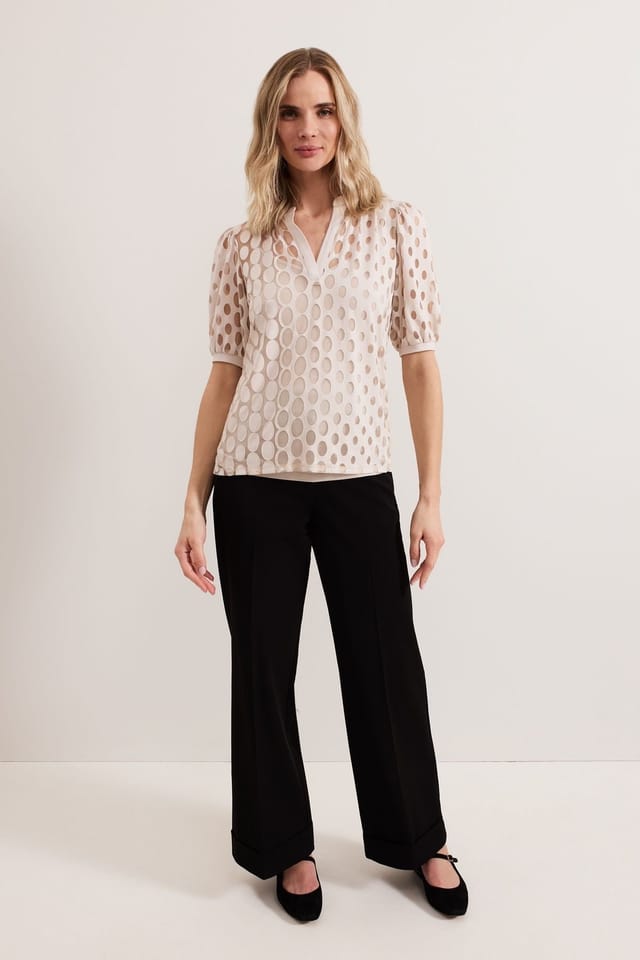 Phase Eight Phase Eight Women's Cleo Burnout Top in Light Beige - 3