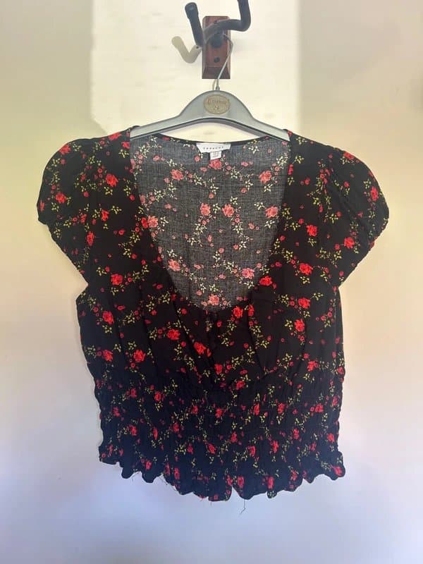 Topshop Black floral top