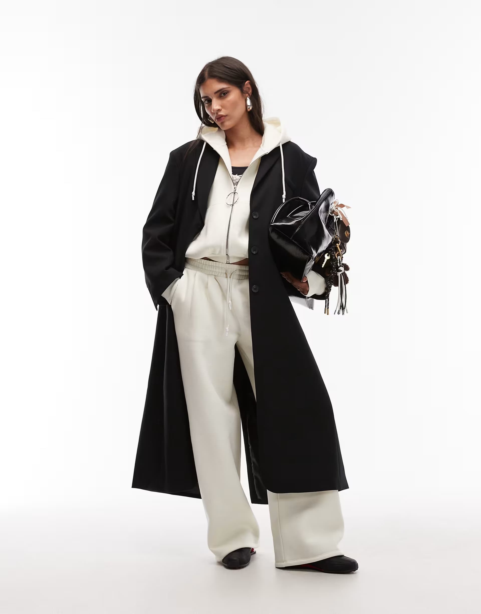 ASOS ASOS Black Shoulder Pad Maxi Tailored Blazer