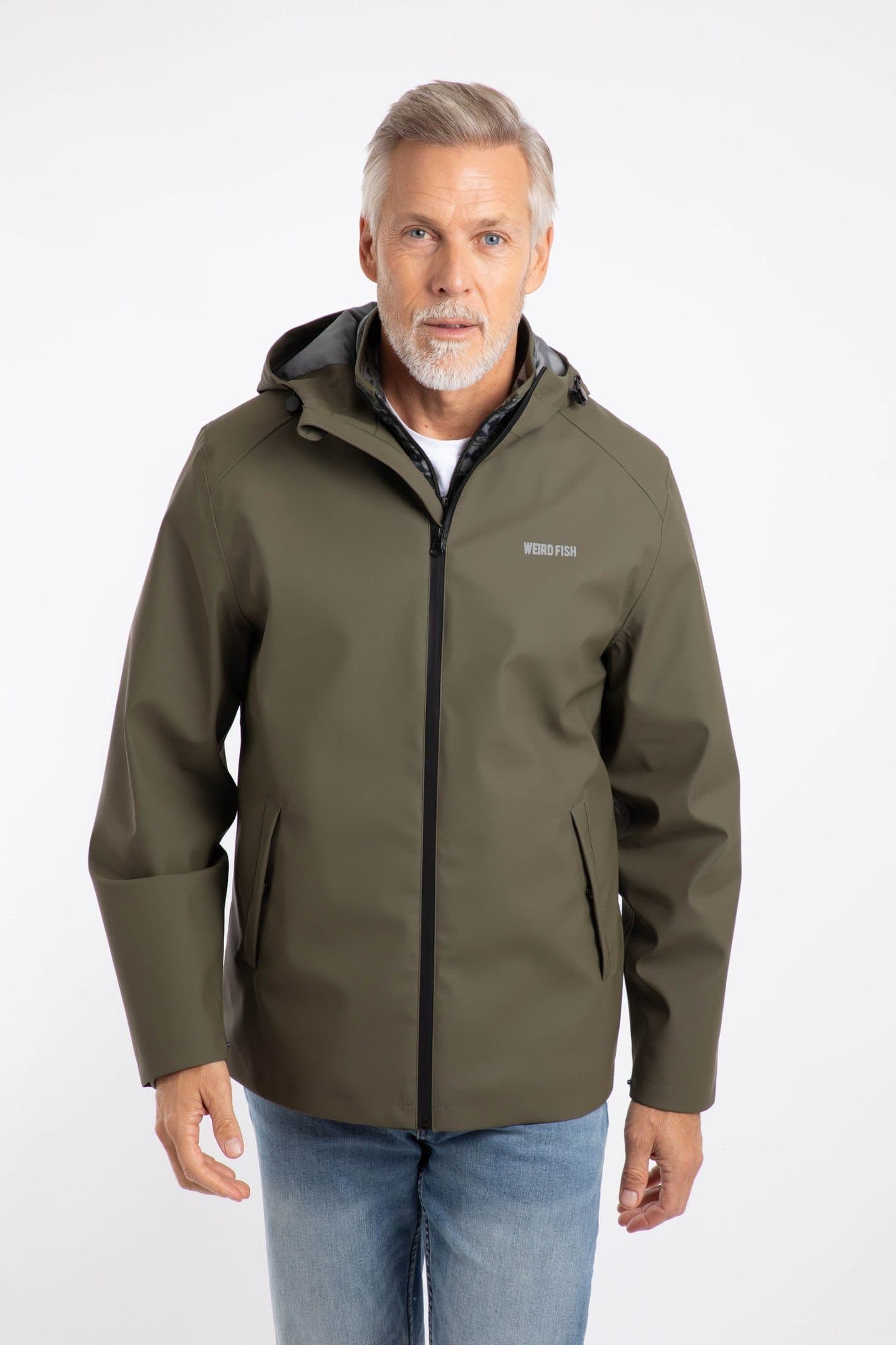 Weird Fish Weird Fish Men's Woods Waterproof Rain Jacket in Pale Green