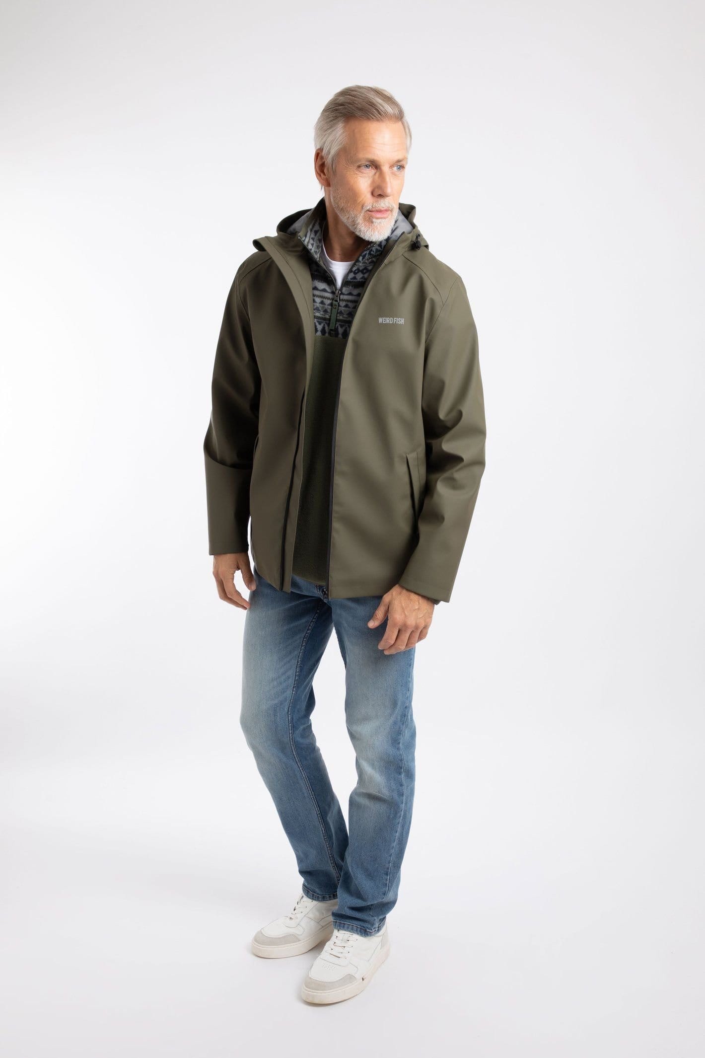 Weird Fish Weird Fish Men's Woods Waterproof Rain Jacket in Pale Green - 4