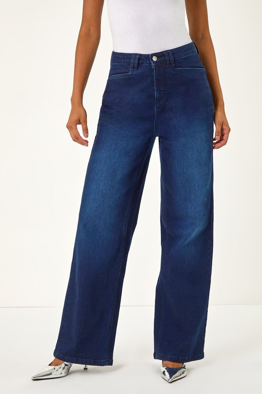 Dusk Dusk Women's Denim Stretch Wide Leg Jeans in Indigo - 4