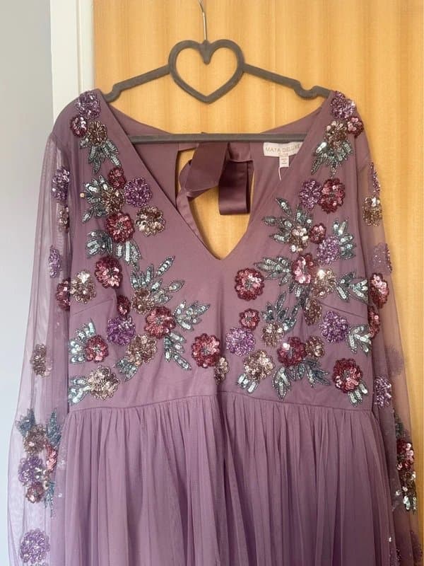 Wedding Maya Deluxe Dusty Pink Embellished Floral Midi Dress