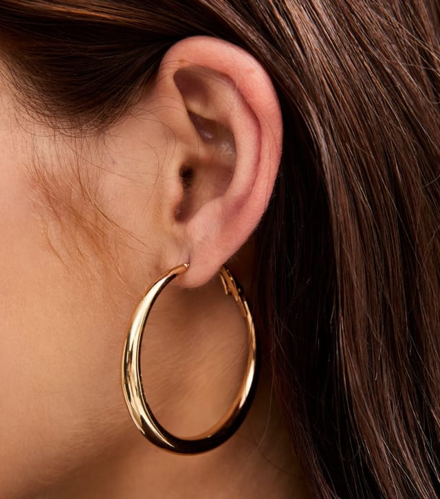 New Look Gold Tone Tapered Large Hoop Earrings New Look - 2