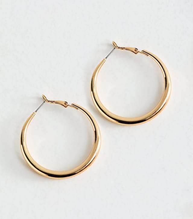 New Look Gold Tone Tapered Large Hoop Earrings New Look - 3