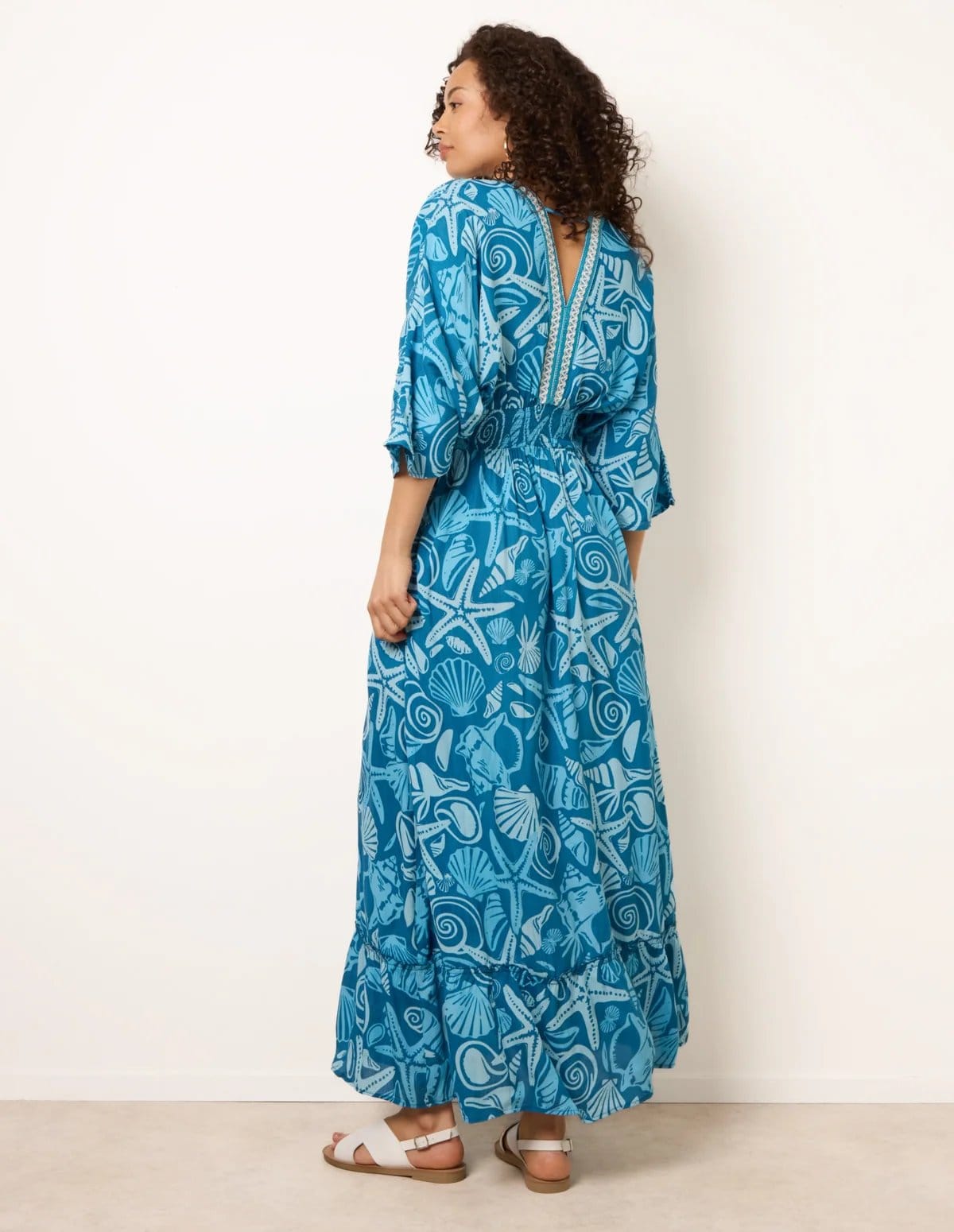 Blue Vanilla Embellished Kimono Style V Front Dress - 4