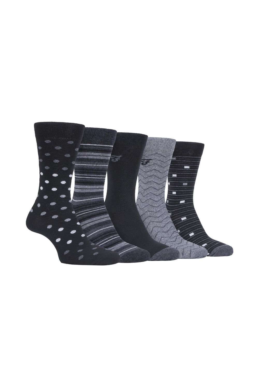 Farah FARAH Men's 5 Pack Polka Dot Patterned Cotton Dress Socks in Grey - 1